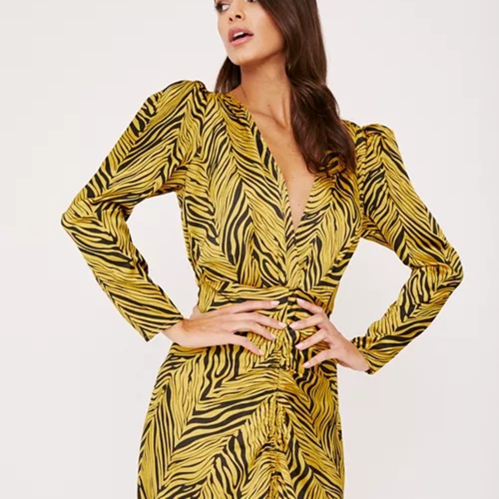 Yellow and Black Zebra Print Dress